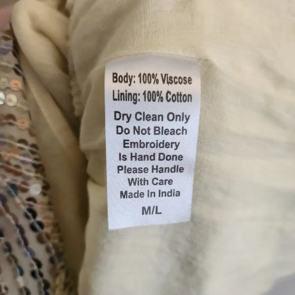 Jen's Pirate Booty Celestial Mini Dress Sequin Sparkle Ivory Tea Embroidered - Picture 13 of 13